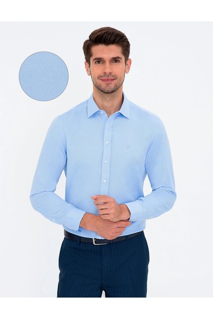 Dark Blue Slim Fit Oxford Shirt
