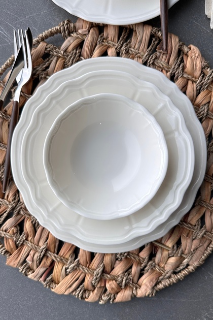 Perla 24 Parça 6 Kişilik Premium Porselen Yemek Takımı Krem