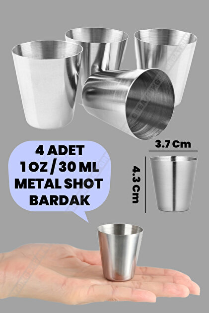 Greathings 4 Adet | 1oz / 30ml | Metal Shot Bardak | Paslanmaz