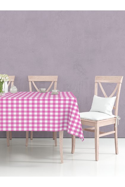 Checkered Tablecloth Pink 160x160cm
