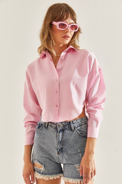 Women's Pink Oversize Crop Shirt 60251088