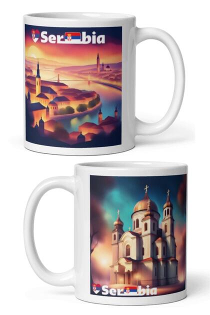 Sırbistan Kupa Bardak 2 Adet Seyahat Hatıra Serbia Mug