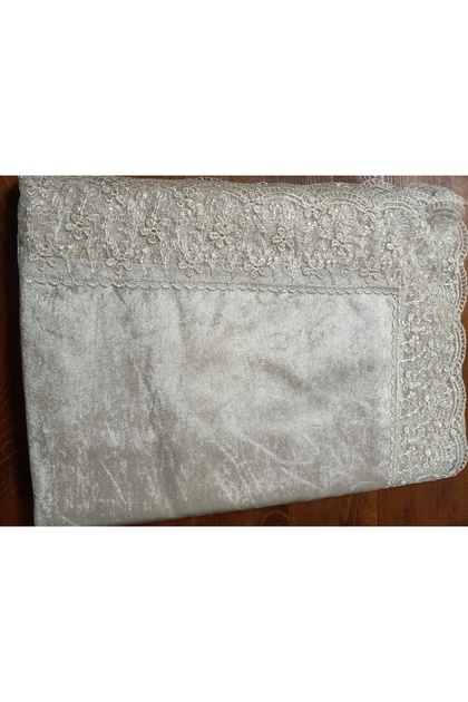 Velvet Tablecloth with Guipure Lace 160X220 cm Tablecloth for 12 People