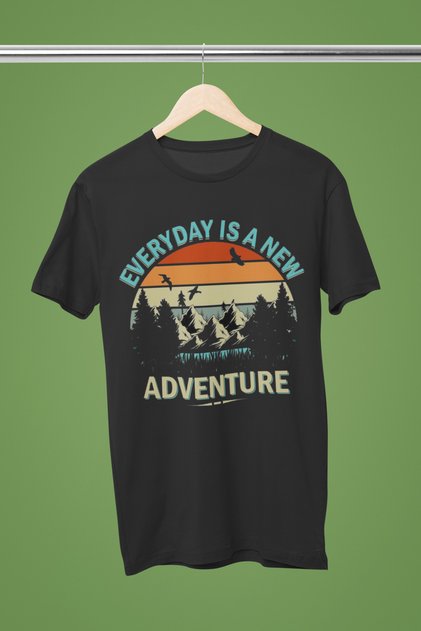 ADVENTURE PRINTED BIKE COLLAR COTTON SHORT SLEEVE OVERSIZE TSHIRT