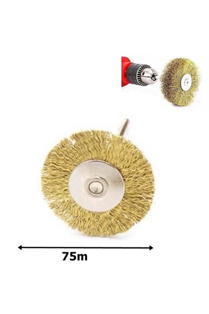 75 Mm Solid Brass Coated Steel Round Pin Fringed Polishing Brush Wire Brush Rust Paint Remover