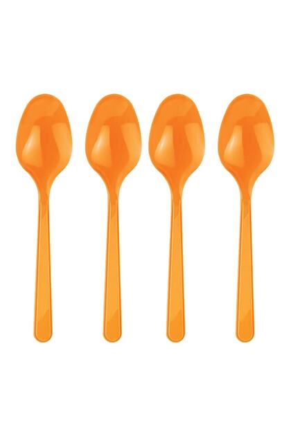 Orange Hard Plastic Spoon 25Pcs