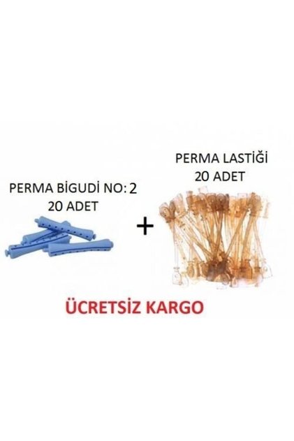 Perma Bigudisi No:2 (20 Adet) + Perma Lastiği 20 Adet