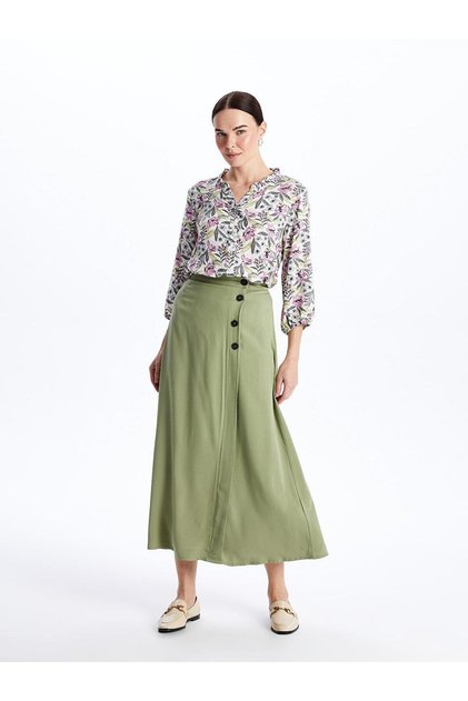 LCW Grace Elastic Waist Plain A-line Belmando Women's Skirt