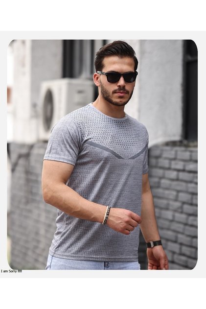 Mens Style Micro Patterned Crew Neck T-Shirt