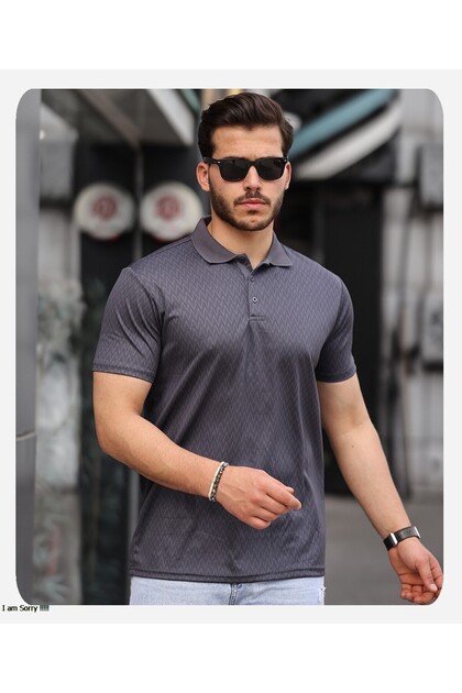 Mens Style Polo Collar Patterned T-Shirt