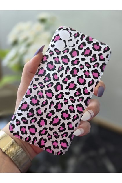 iPhone 11 Compatible Pink Leopard Printed Transparent Phone Case