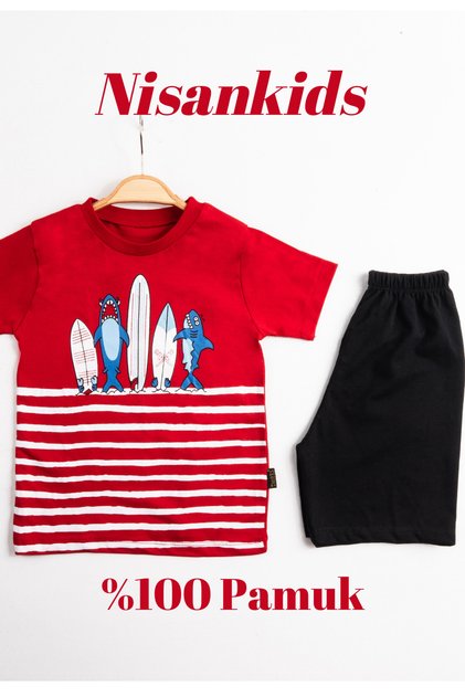 Boy's Shark Printed Summer Baby Set Summer T-shirt Short (Take one size larger)