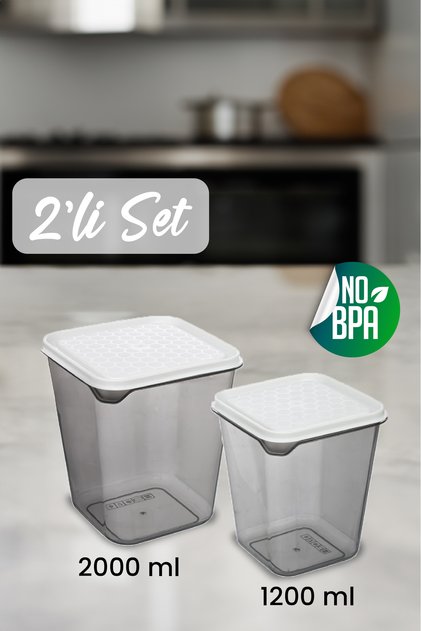 Vienev 2'li Beyaz Kapaklı Saklama Kabı - Fiyatı