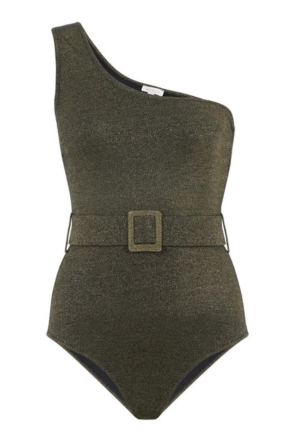 Asymmetrical Black Gold Glitter Swimsuit