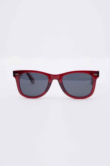 Unisex Minimalist Design Red Transparent Frame Sunglasses
