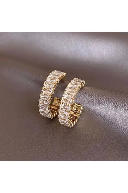 Forever - Gold Color Zircon Stone Stylish Design Earrings