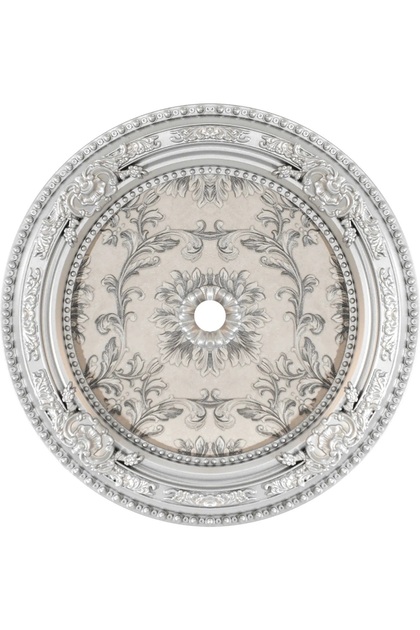 90x90 OVAL GÜMÜŞ RENK SARAY TAVAN GÖBEK