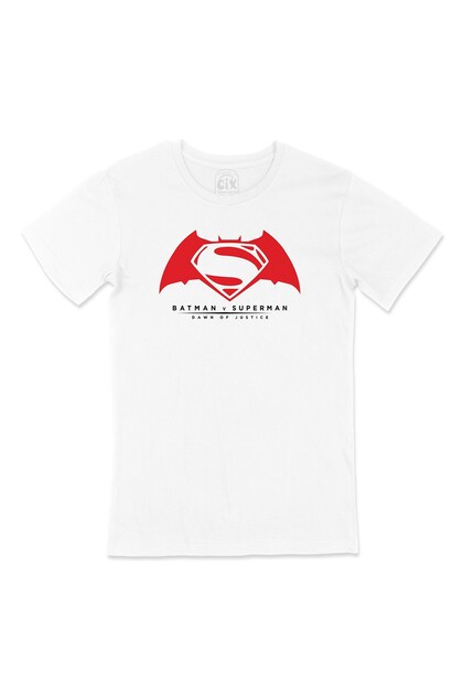 Batman & Superman White T-Shirt with Pocket Logo Design