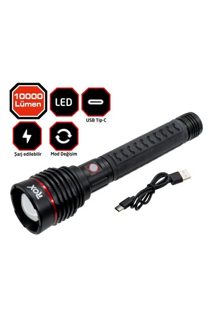 0209 Şarjlı Led El Feneri 10000 Lümen