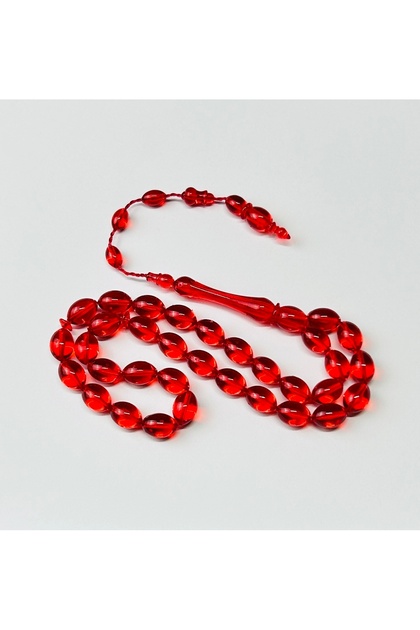 Light Red Color Beige Cut Powder Amber Rosary