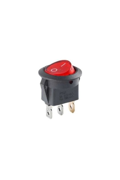 KCD1 Siyah Kırmızı Işıklı OnOff Anahtar 3 Pin
