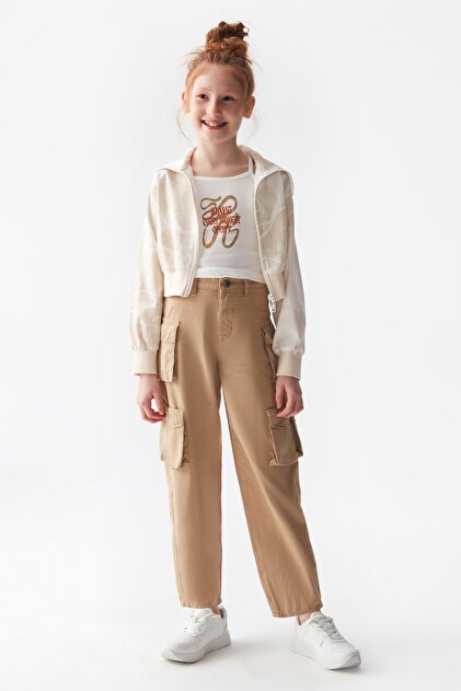 Nk Kids NK KİDS 56714 KIZ ÇOCUK CAMEL RENKLİ KARGO PANTOLON