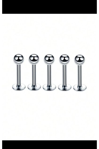 5 ADET CERRAHİ ÇELİK LABRET KULAK DUDAK BURUN UYUMLU PİERCİNG SET