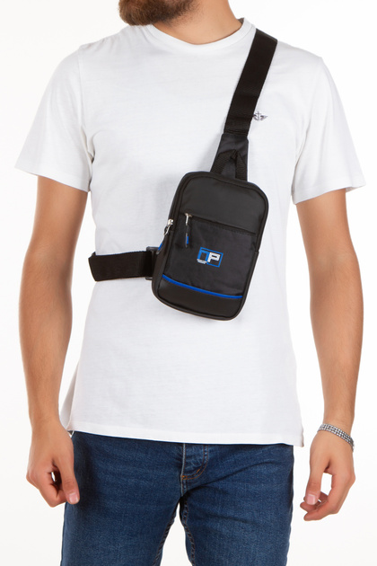 Impertex Water-Resistant Fabric Black-Blue Unisex Shoulder Bag (Daily, Travel, School)
