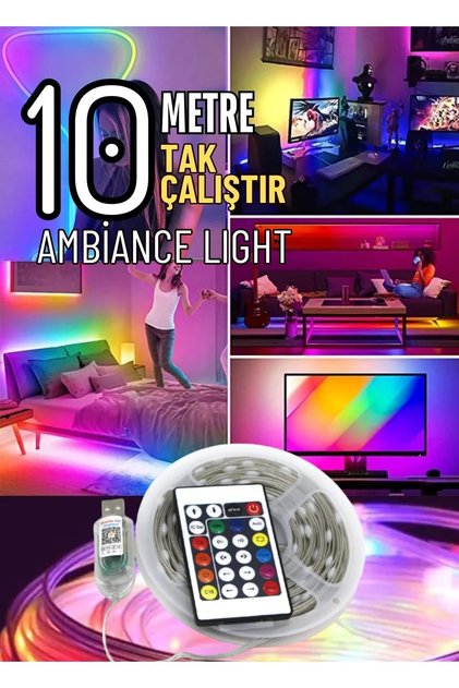 10 Metre Rgb Ses Kontrollü Kumandalı Telefon Kontrollü Kayar Magic Led Şerit – Su Geçirmez