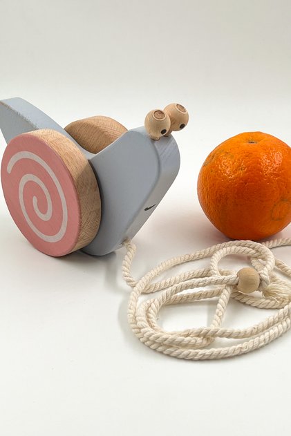 Wooden Snail Toy, Little Wooden Playmate, Pull String Toy