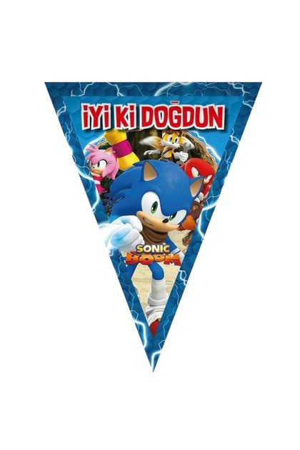 Yogiparti Sonic Boom Good Birthday Printed Written Pennant
