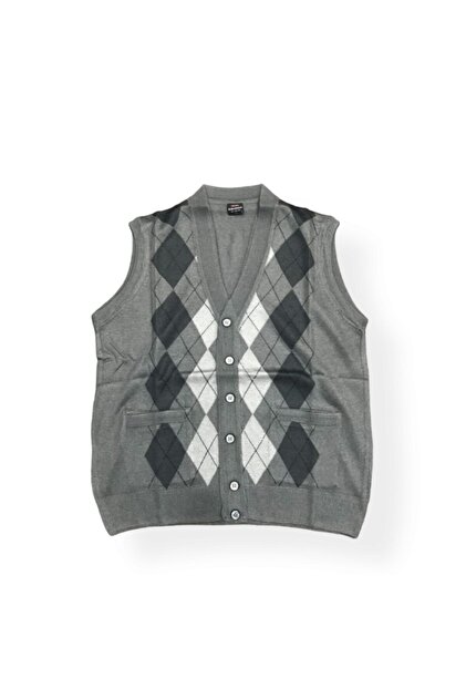 Men's Patterned Thin Wool Knitwear Dad Vest Noble001