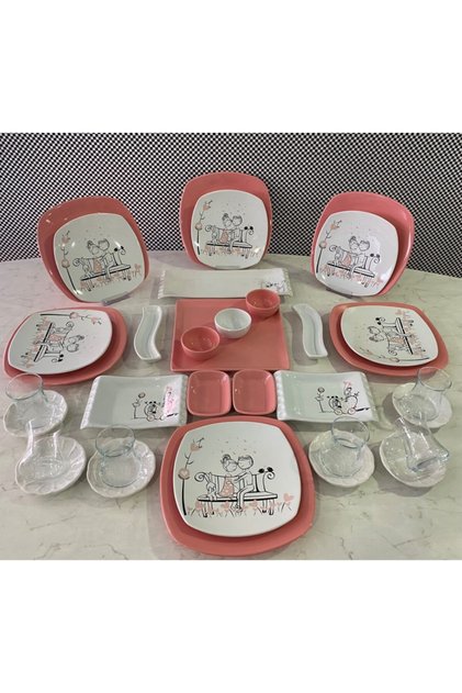 35 Parça Tatlı Düş Pembe Kahvaltı Takımı