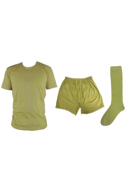 Askeri Don Fanila Çorap Seti Tekli - Acemi Asker Bedelli Asker Fanila Boxer
