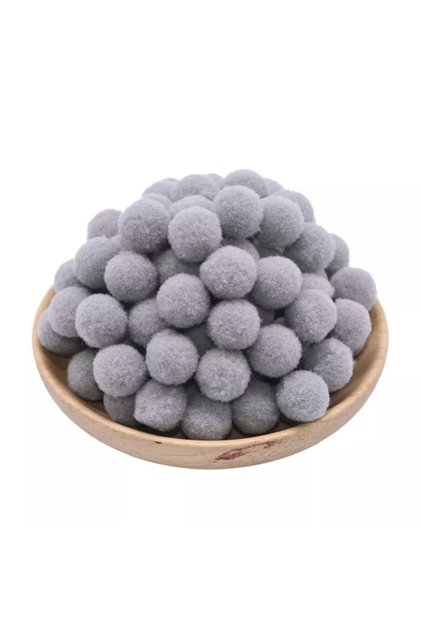 Gray Soft Pompom Plush 100 Pieces 2 Cm