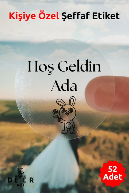 Kişiye Özel-Şeffaf Etiket-Hoş Geldin Bebek-Doğum Günü Etiketi (Sticker) - 3x3cm 52 Adet