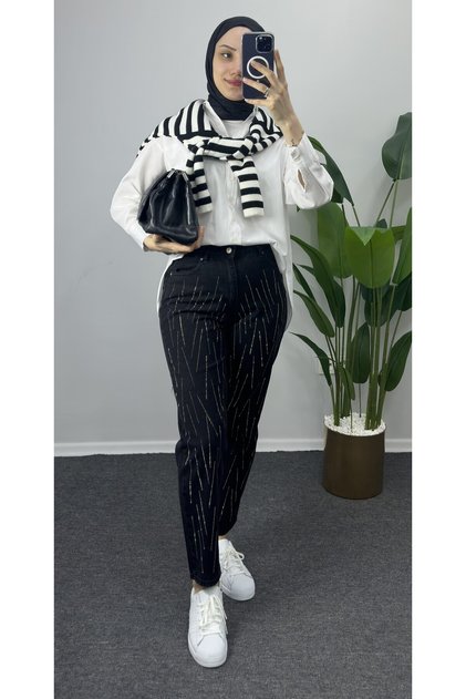 Taşlı Mom Jean