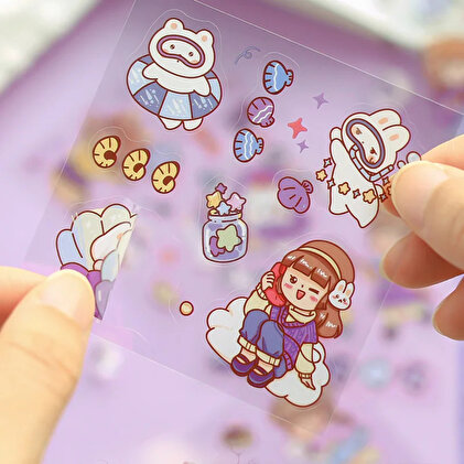Hobidehobi Sticker Set Kawaii 25 Yaprak-Galaksi rüyası - Fiyatı