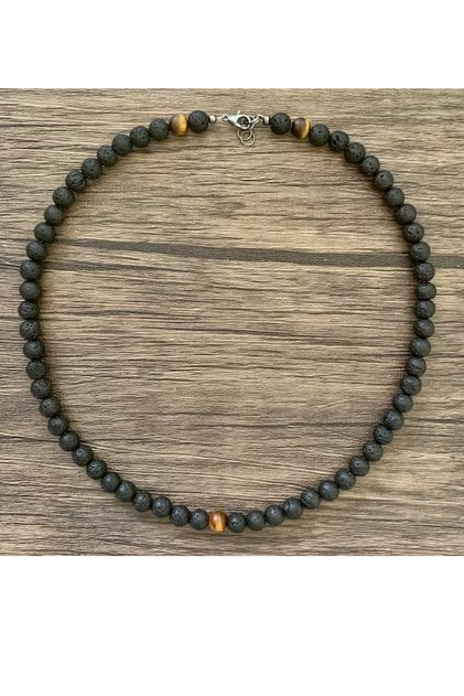Lava Tiger Eye Natural Stone Necklace