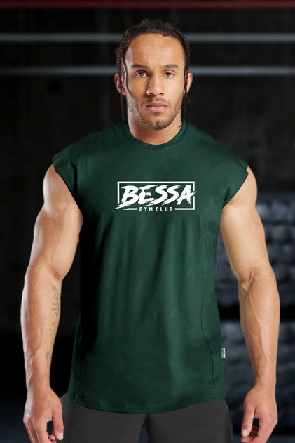Men's Beast Printed Petrol Oversize Crew Neck Cotton Sleeveless T-Shirt/Undershirt