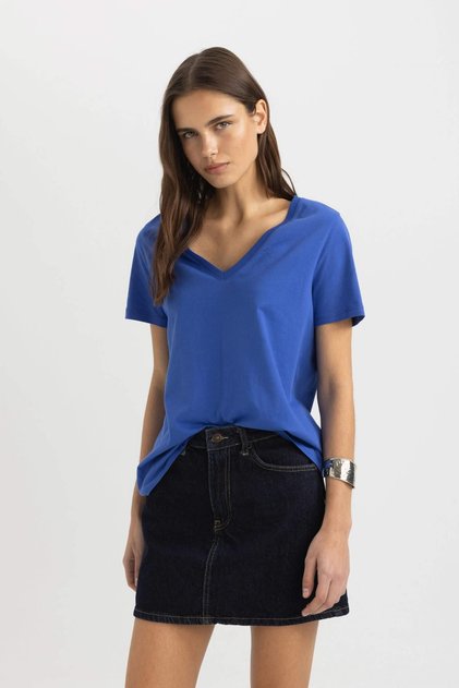 Women's Blue T-Shirt - W9578Az/Be46