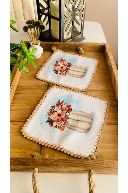 2 Decorative Vase Patterned Cocktail Serving Napkins