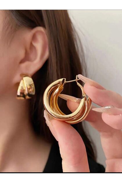 Steel Vip series non tarnish original brand model double thick ring earrings