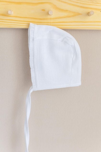 Şile Bezi Baby White Bonnet Thin Ruffle Muslin Hat
