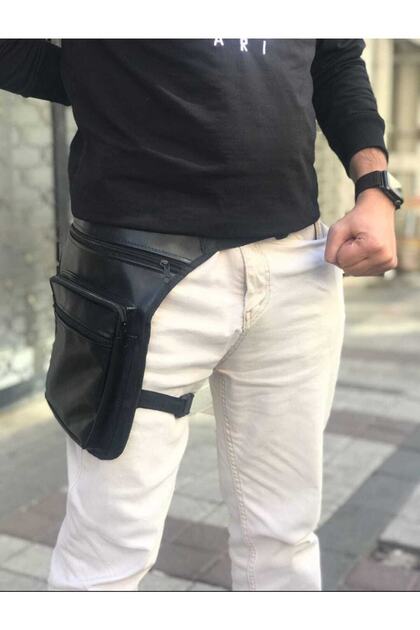 Motorcu Bacak Çantası Deri 3 Gözlü Ayarlanabilir Su Gecirmez Motosiklet Ve Kurye Çanta