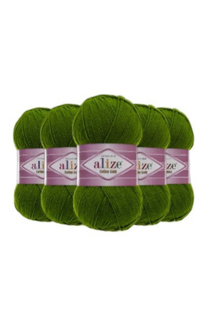 Cotton Gold Hand Knitting Yarn 5 Pack Green 35