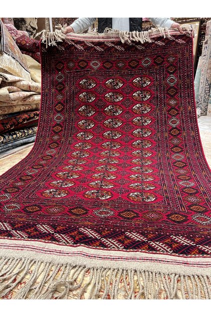 El Dokuma Türkmen Halısı Birinci Sınıf Kalite Kök Boya Ebatı 2.20x1.30