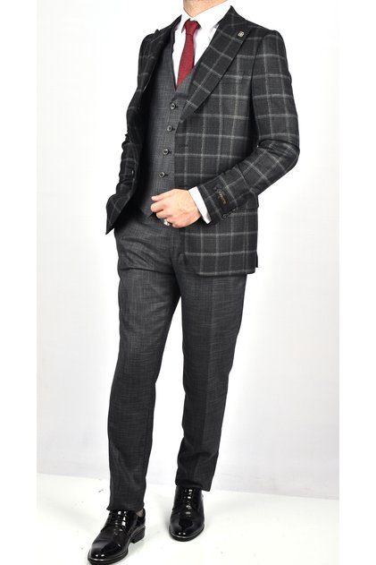 Crt562 2023-مزيج منقوش بدلة Slimfit /رمادي/48 مقاس - 6 Drop