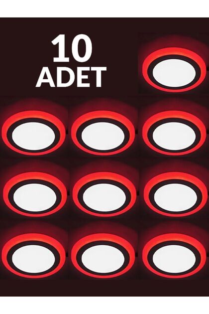 10'lu Paket 3+3 Watt Slım Led Panel - KIRMIZI BEYAZ Çift Renkli Led Panel