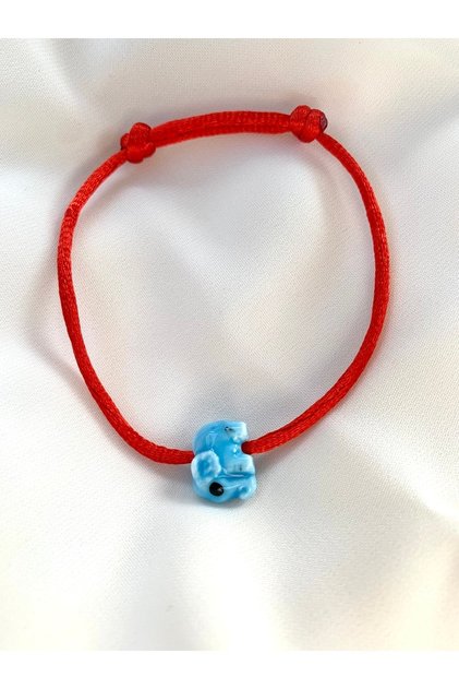 Blue Ceramic Elephant Rope Bracelet